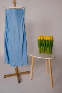 Satin Skirt in Baby Blue