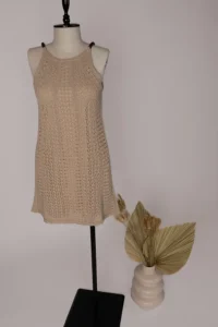 Knit Dress with Beads – Beige