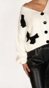 Cardigan with Bows – Ivory Charm